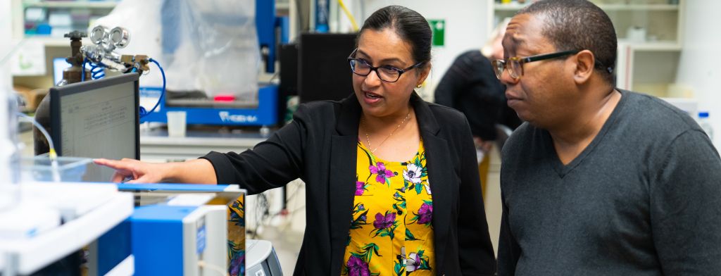 Banner for IPDR - expert showing a visiting colleague how a scientific instrument is used