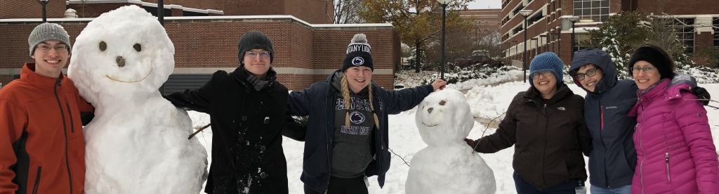 MCIBS students in snow outside MSC