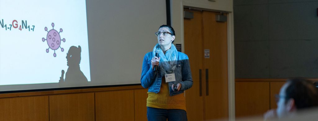 Woman presenting at a seminar