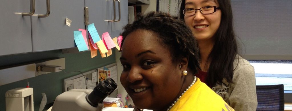 Two students in a lab