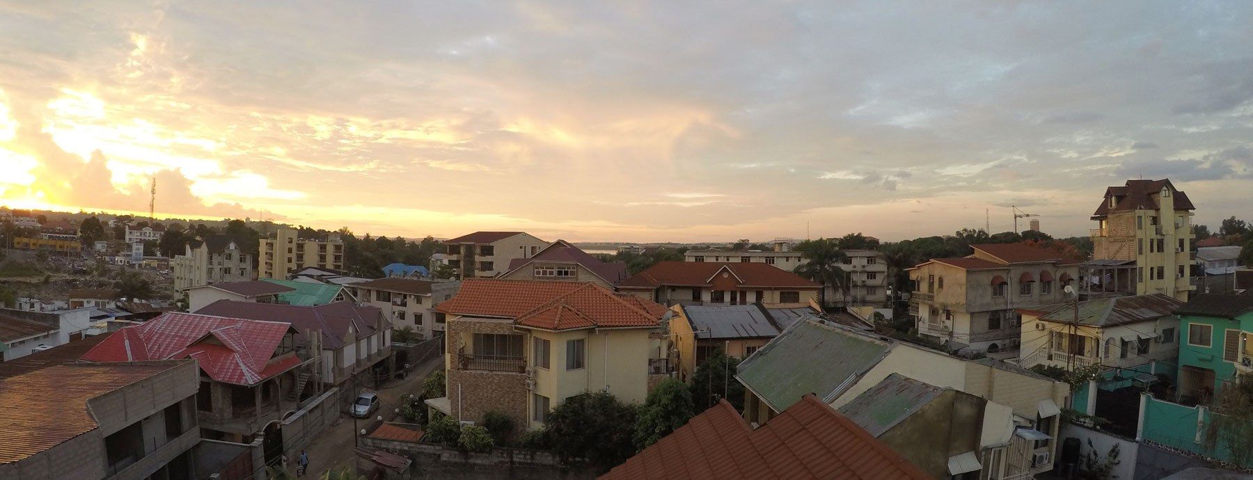 Sunrise over a village