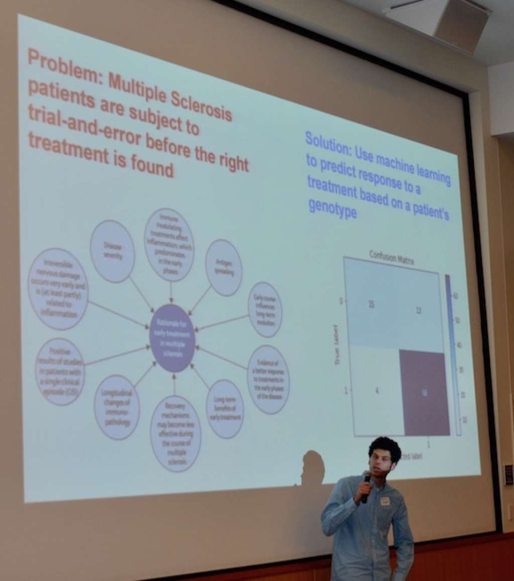 Student giving a presentation.