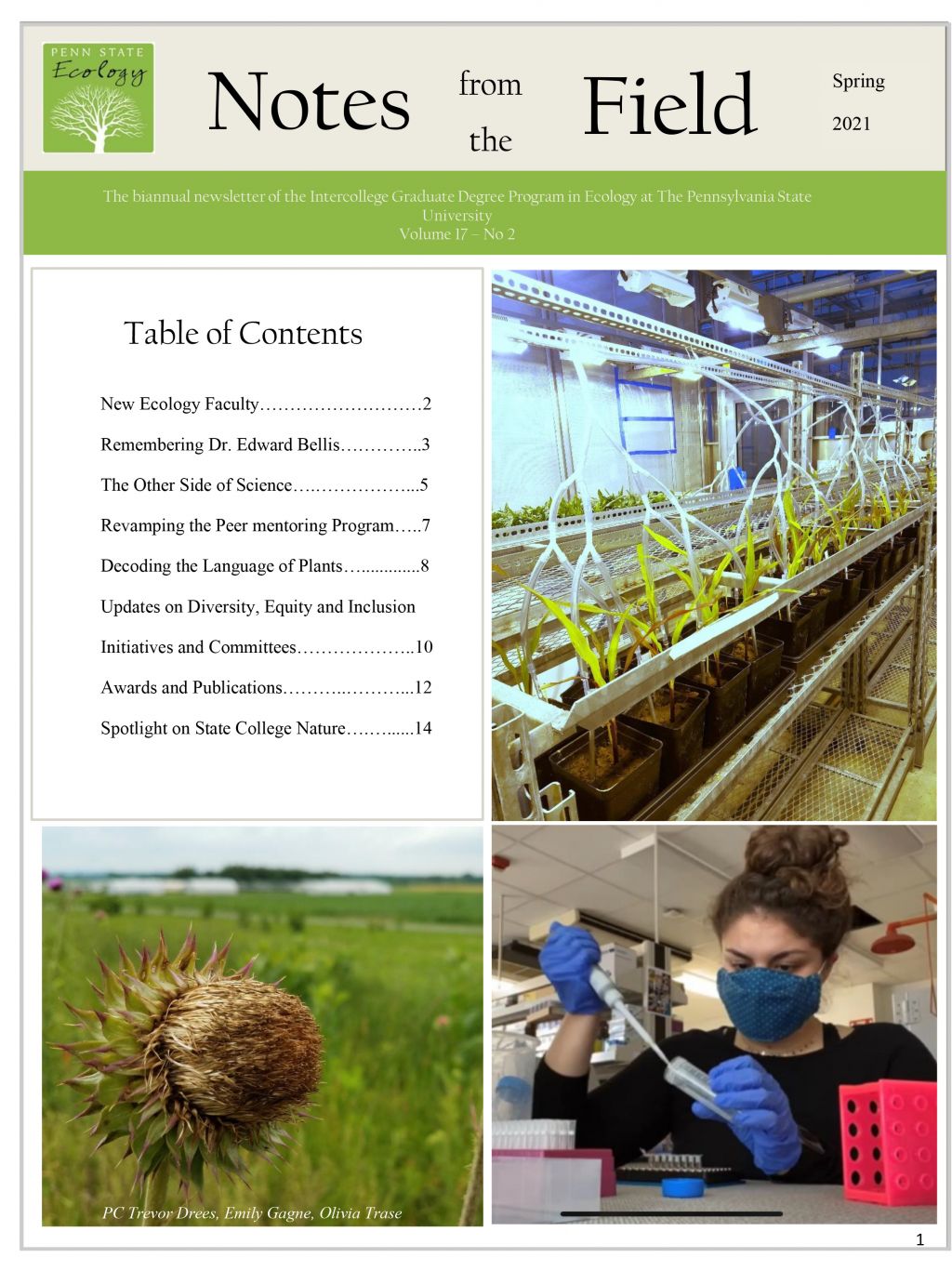 Ecology newsletter front page
