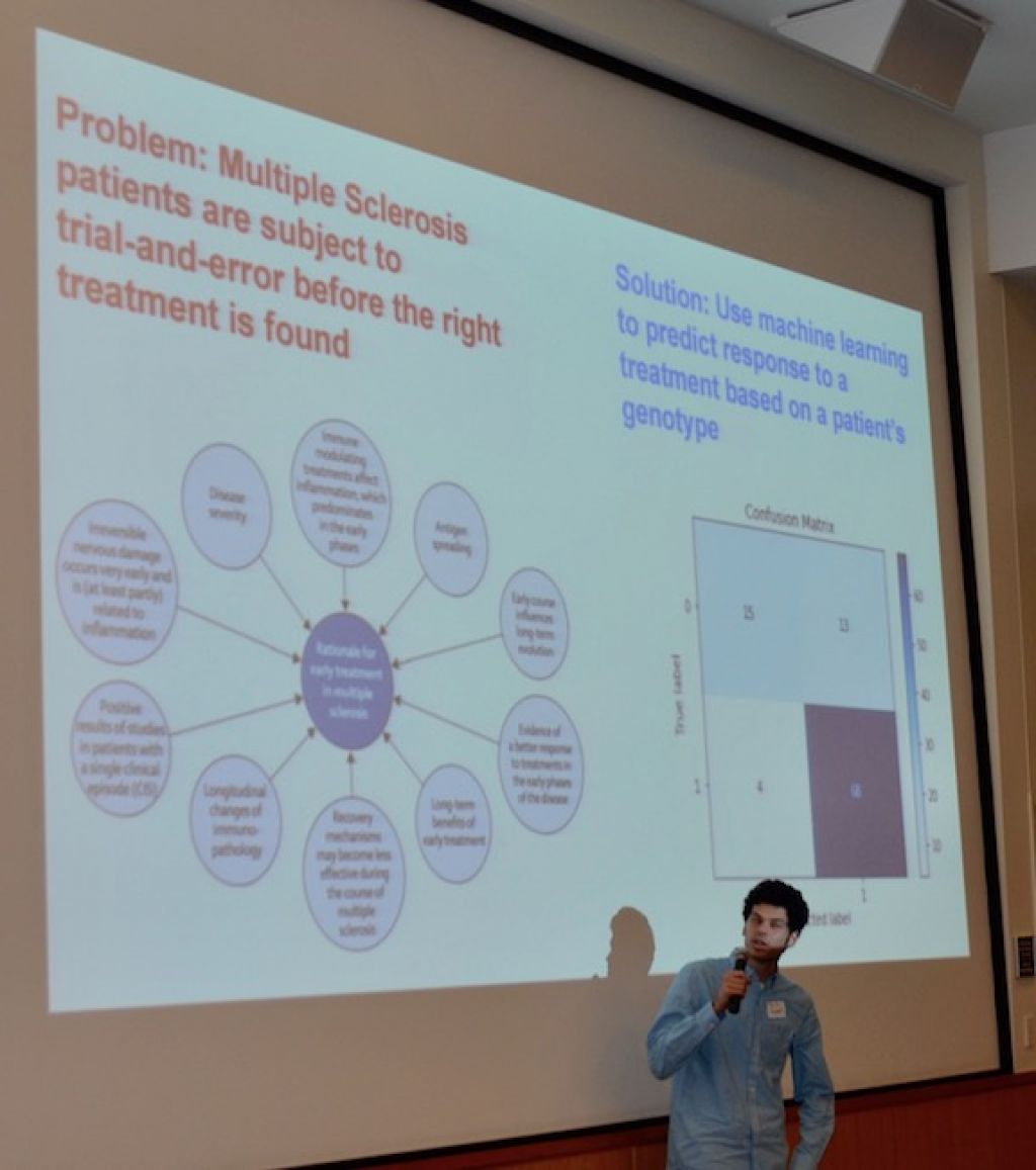 Student giving a presentation.