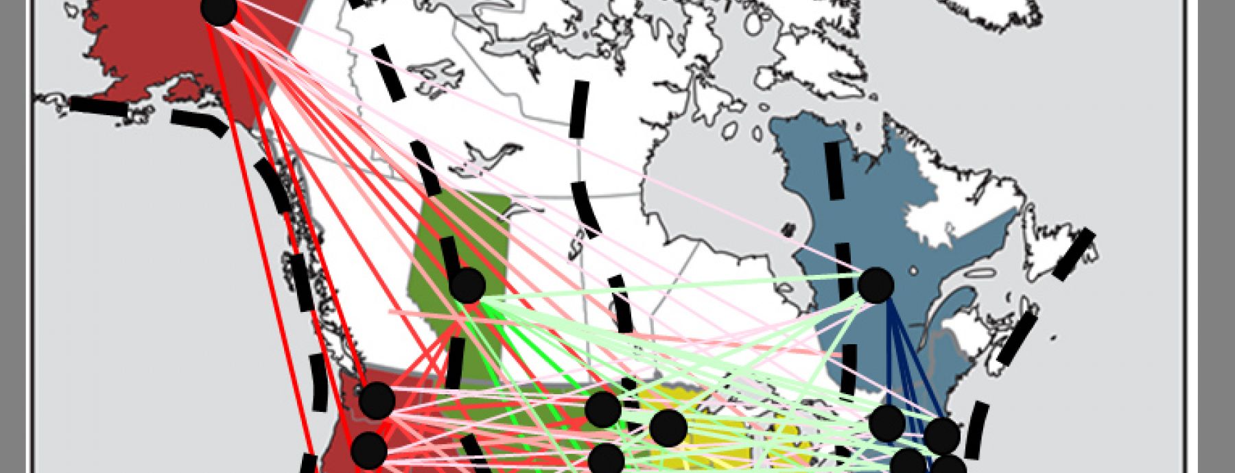 Movement of avian influenza virus among bird migration routes in North America