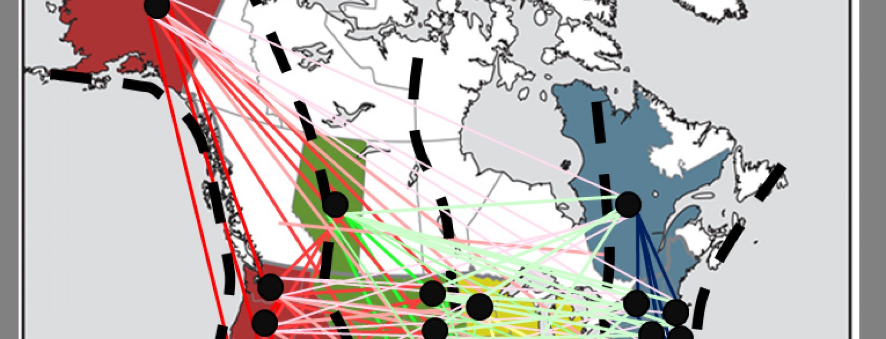 Movement of avian influenza virus among bird migration routes in North America